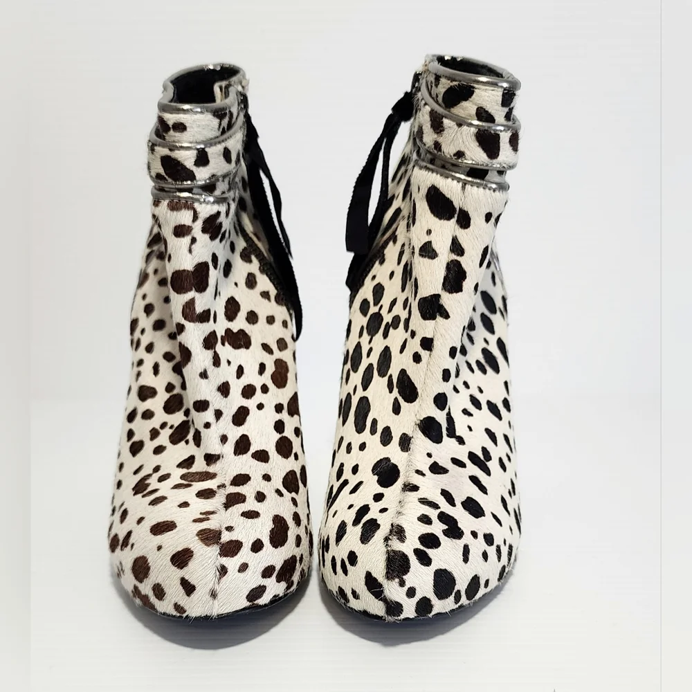 TOP SHOP UNIQUE Vintage Women Ankle Boots Size 7 Natural Material Zip Leather - Picture 2 of 12